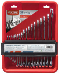 Extol csillag-villás kulcs klt. , CrV. , műanyag kazettában; 18db, 6-24mm (6351) - hardtools