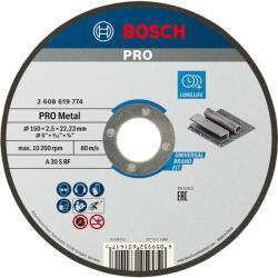 Bosch PRO Metal egyenes vágókorong, 150x2, 5x22, 23 mm, fémhez (2608619774) - hardtools