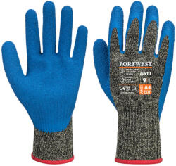 Portwest A611 Aramid HR Cut Latex kesztyű Fekete/Kék - L (PW-A611K4RL)