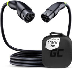 Green Cell Snap Type 2 kábel elektromos autók töltésére 11 kW 7 m Tesla Model 3 S X Y, VW ID. 3, ID. 4, Kia EV6, Hyundai IONIQ 5, Ford Mach-E modellekhez EVKABGC04 (36594)