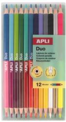 APLI Színes ceruza készlet, kétvégű, háromszögletű, APLI Duo , 24 különböző szín (20082)