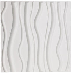 Dollcini 3D mintás PVC falpanel - modern geometrikus textúrájú dekorációs panel nappaliba, hálószobába, irodába - 50 x 50 cm - Soft Wave Panel - 50 DB
