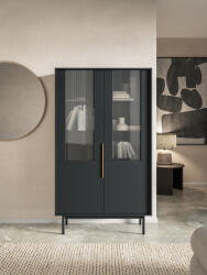  Vitrin szekrény 4 ajtós fekete színben arany fogantyúkkal - VIVA VI05 (wipPUVIWT40CCCCCZ5030)