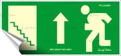  Információs matrica, 25x11, 5 cm, fluoreszkáló, utánvilágítós, Menekülési irány fel, lépcső balra (310 - 90) - molnarpapir
