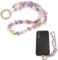  Breloc Telefon Ametist Lavanda cu Citrin 44 cm - Liniste si Vibratie Pozitiva - Cu Agatator Metalic