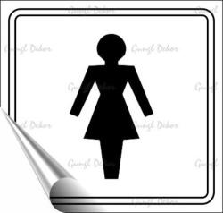  Információs matrica, 8, 7x8, 3 cm, toalett, női szimbólum, fehér/fekete (200 - 240F)