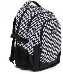 budmil ovális iskolai hátizsák - 3 rekeszes 32 literes - fekete/fehér kockás (10110149-085253-S85)