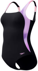 Speedo shaping lunalustre printed 1 piece black/neon violet s - uk32