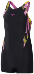 Speedo Printed Panel Legsuit Girls Black/Pink 128cm