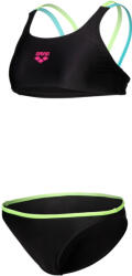 arena two pieces solid girls black/soft green/water 116cm