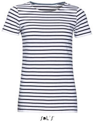 SOL'S Miles Women - kereknyakú csíkos póló (so01399wh-nv-m)