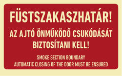 AFV Füstszakaszhatár! az ajtó önműködő csukódását biztosítani kell! (TUT052001UTV01600100)