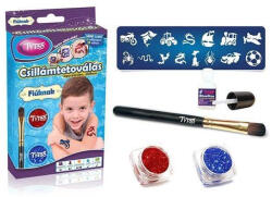 TYTOO Csillámtetoválás szett, Mini, Fiús (kék) Plucky 15 sablonnal és 2 csillámporral (VZM-KKCTT2213011)