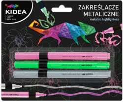 DERFORM Szövegkiemelő, 3 db/csomag, metál, Kidea (DFM-ZME3KA)