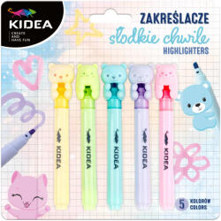 DERFORM Szövegkiemelő, 5 db/csomag, pasztell, macis kupakkal, Kidea (DFM-ZASC5KKA) - mesescuccok