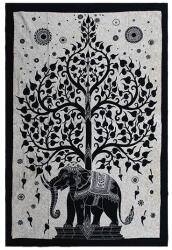  Kézzel készült elefánt és fa mintás ágytakaró vagy falidísz 130x200cm