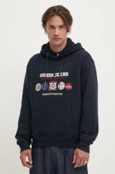 Guess Jeans felső sötétkék, férfi, nyomott mintás, kapucnis, M4BQ32 K9V31 - sötétkék XXL