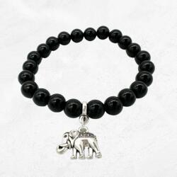 MyVanilla Ásvány Onix Karkötő Elefant Medallal