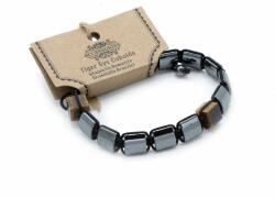 Csakra Shop Mágneses Hematit Shamballa Karkötő - Tigrisszem Négyzetek