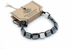 Csakra Shop Mágneses Hematit Shamballa Karkötő - Fehér Jáspis Négyzetek