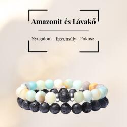 MyVanilla Ásvány Amazonit és Lávakő Páros Karkötő