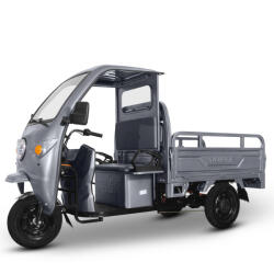 Voltarom Hercules, motor 3900W, 72V, 60 AH, viteza maxima 25 km pe ora, pana la 70km autonomie, Fara Permis, Triciclu Electric VT5, Tuk Tuk, Cu cabina, Gri (TET-0048)