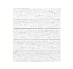 Flippy Set 10 Placi Tapet 3D, Flippy, 35 x 38 cm, Grosime 3 mm, din Polietilena, Model Caramida, Suprafata acoperita 1.33 mp, Alb (teo-128819)