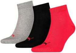 PUMA 3 páros csomagolású quarter uniszex zokni, piros-fekete-szürke (90697804)