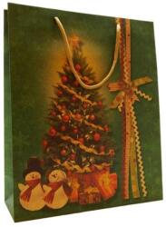  Dísztasak 32 x 26 cm "Karácsony, fa, díszek, hóember, zöld