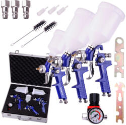 Sicopro Set Pistol de Vopsit cu 3 Pistoale, Furtunuri de 0.8, 1.4, 1.7 mm, în Geantă de Aluminiu SICOPRO AL827-2000P HVLP (TF2-9725)