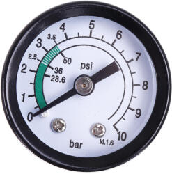 Technic Manometru Profesional 0-10 bar cu Conexiune Posterioară 1/4", Carcasă Metalică 40 mm (TF2-17830)