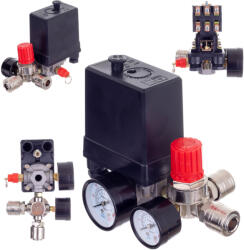 TC Technic Presostat pentru Compresoare cu Regulator de Presiune și 2 Manometre, 400V, 1/4" Tehnic PL400-2 (TF2-29910)