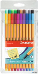 STABILO Tűfilc készlet, 0, 4 mm, STABILO "Point 88", 20 különböző szín (8820)