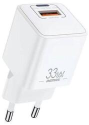 REMAX batt hálózati töltő usb+type-c aljzat (33w, gan, pd gyorstöltő) fehér (RP-U26) - rufusz