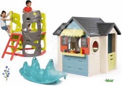 Smoby Set căsuță cu restaurant și magazin cu cățărătoare Chef House Life Smoby extensibilă și cățărătoare cu tobogan, scară și balansoar cu două părți (SM810407-12B) Casuta pentru copii