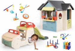 Smoby Set căsuță cu restaurant și cățărătoare Chef House Life Smoby extensibilă cu nisipar tobogan și jocuri sportive pentru grădină (SM810407-14) Casuta pentru copii