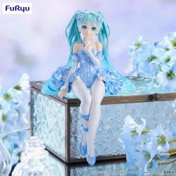 Furyu Hatsune Miku Noodle Stopper PVC Szobor - Flower Fairy Nemophila Pail Blue Color Ver. 15 cm