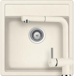 SCHOCK Schock Nemo N-100S konyhai mosogatótálca 490 x 510 mm és Schock Epos konyhai csaptelep Cristalite Vanilla kihúzható fejjel, világos bézs (SETNN100SEEXVANI)