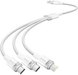 Vention USB 2.0 A Male to 3-in-1 USB-C & Lightning & Micro-B Male 3A Cable 1.5M White Aluminum Alloy (CTPWG)