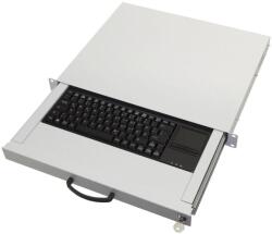  Aixcase AIX-19K1UKDETB-W 19" Rack Szekrénybe építhető 1U fiók + Billentyűzet (Német) + Touchpad