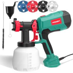 HYCHIKA Sistem de pulverizare a vopselei HYCHIKA 600W, pulverizator de vopsea HVLP de 1200 ML, 3 modele de pulverizare, 4 duze si 2 instrumente de curatare, pistol de vopsea reglabil pentru pereti si lemn, me