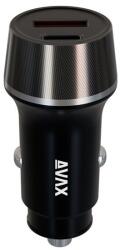 AVAX CC304B CARLY USB-C (PD3.0)+USB-A (QC) 38W autós töltő, fekete (AVAX CC304B) - pepita