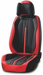 Univerzális autósüléshuzat-szett, fekete és piros ecobőr, Sport Design elöl-hátul (JND-22003NR)