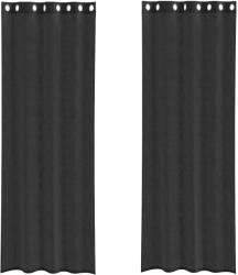 vidaXL 2 db fekete fátyolfüggönyök rojtokkal 140x300 cm 4102064 (4102064)