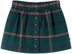 vidaXL gyerekszoknya, elasztikus öv, A-vonalú kivitel, kockás minta, sötétzöld, 104 cm (14440)