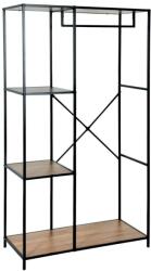  Gardróbszekrény polcokkal - 90x40x166, 5 cm | Fekete fém váz és MDF asztallapok | H& S kollekció