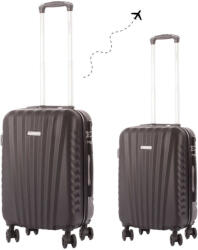 Leonardo Da Vinci Kabinbőrönd Szett Számzárral, Teleszkópos Karral, Kivehető Kerekekkel - XS és S méret - Fekete