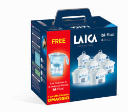 LAICA 6 db-os bi-flux univerzális szűrőbetét Laica Stream Line fehér, mechanikus vízszűrő kancsóval