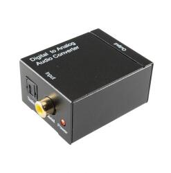 SAL DTA AUDIO digitális-analóg audió átalakító, 2in1 TOSLINK és koaxiális RCA bemenet, 2 RCA kimenet, hálózati adapter
