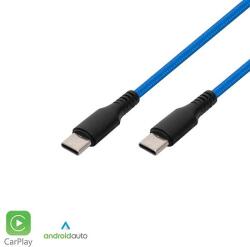 Somogyi Elektronic USBCC1 töltőkábel, USB-C / USB-C, 2.1A, 1m, szövött, kék - dellaprint
